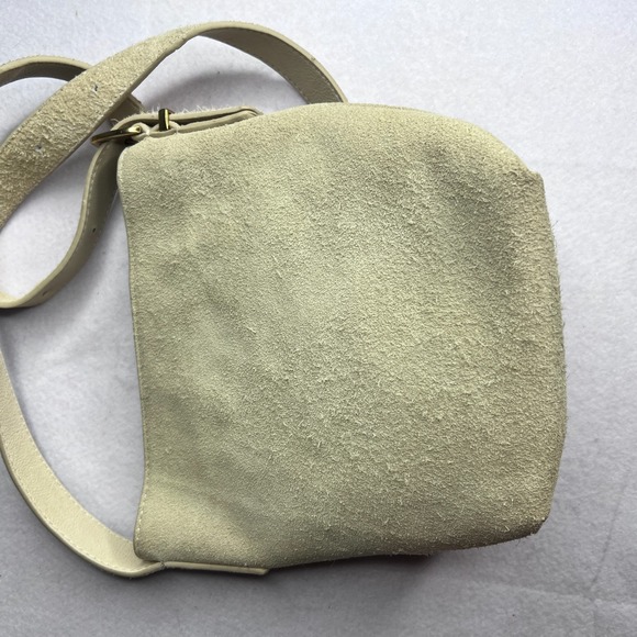 Margot New York Suede Leather Crossbody Shoulder Bag Cream Beige Minimalist - Picture 6 of 10